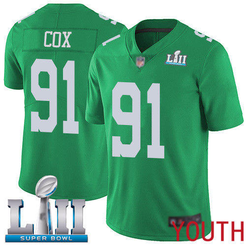 Youth Philadelphia Eagles #91 Fletcher Cox Limited Green Rush Vapor Untouchable NFL Jersey Super Bowl LII